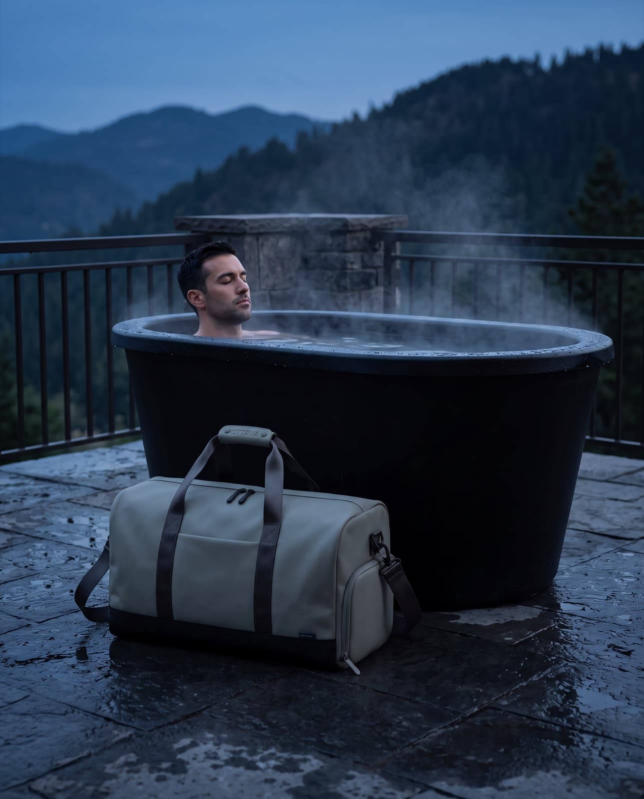 A cold plunge bath in a recovery room